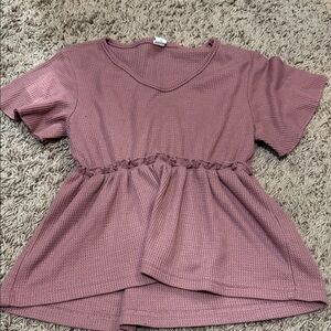 Shein Girls Mauve Waffle Knit Short Sleeve Top